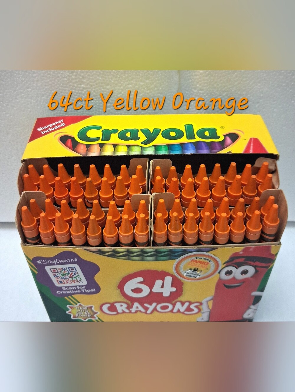 (64)Crayola Crayons (Yellow Orange) Single Color Bulk Lot